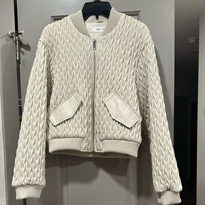 Mango Crop Chalk Textured Bomber Jacket